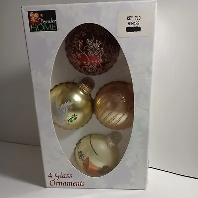 December Home Glass Ornaments Vintage Embellished Boxed • $9.99