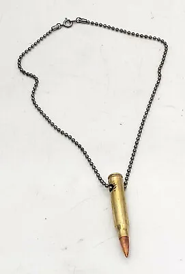 Real Bullet Brass Casing Pendant Necklace With Beaded Chain • $4.95