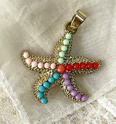 Beachy Starfish Pendant Silver Tone Necklace & Shag Wear Seahorse Earrings • $14.99