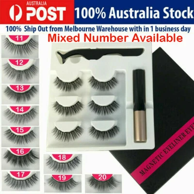 $3.99 • Buy Magnetic False Eyelashes Natural Eye Lashes Extension Liquid Eyeliner Tweezer 