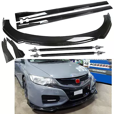 Front Bumper Lip Body Kit Spoiler Splitter Glossy Black For Honda Civic Type R • $129.99