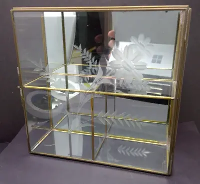 Vintage Etched Glass Small Wall Display Case - 8  X 8  X 3  • $49.99