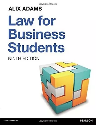 Law For Business Students Ninth Edition Alix Adams *Good Condition* • £13.80