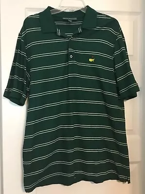 Men’s Masters Collection Green Striped Pima Cotton Polo Golf Shirt Size Large • $8.96