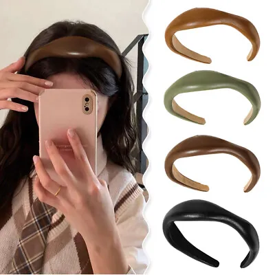 Irregular PU Leather Hair Hoop Solid Color Simple Simple Headband Vintage N • $4.23