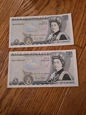 Bank Of  England 2x Five Pound Notes £5 Duke Of Wellington Uncirculated Mint • £17.15