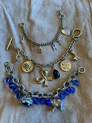 Vintage 3 Charm Bracelet Lot Gold And Silver 1950’s 1940’s Charms • $24.99