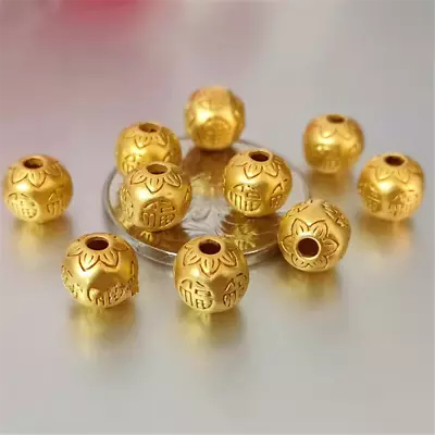 1pcs Real Pure 24k Yellow Gold For Women 3D Blessing Luck Bead Ball Pendant 8mm • $117.91