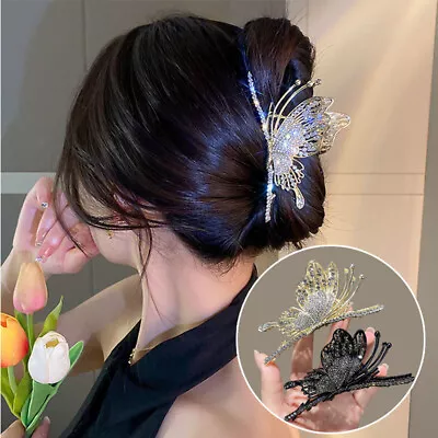 Metal Butterfly Hair Clip Rhinestone Hair Accessories Ponytail Hairpin Headwear • $0.72