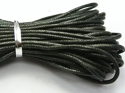 20 Meters Black Waxed Cotton Beading Cord Thread Line 2mm Jewelry String • $2.69