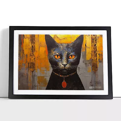 Egyptian Cat Contemporary Framed Wall Art Poster Canvas Print Picture Painting • £16.95