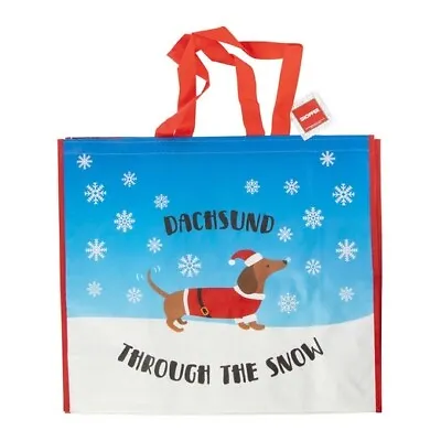 Reusable Shopper Tote Bag 20.5 Inches X 17.7 Inches Dachshund Through The Snow • $9.95