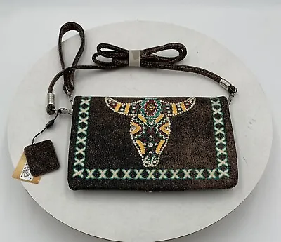 P & G Collection Rodeo Purse/Wallet Embroidered Cow Skull Crossbody Strap NWT • $25