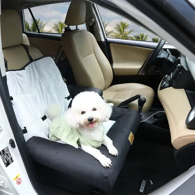 Detachable Dog Car Seat Bed Pet Booster Seat Pet Travel W/ Safety Clip Washable • £21.93