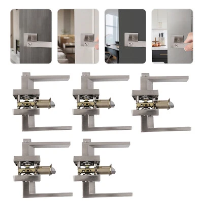 $68.40 • Buy 5x Door Lever Privacy Passage Handle Interior Square Knobs Keyed Entry Door Lock