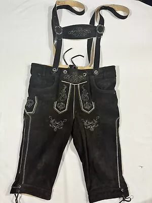 Traditional German Lederhosen Oktoberfest 52 Euro Bavarian German Size 34-35 US • $49.99