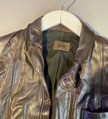 Mens Vintage Reiss Leather Jacket Panther Style Medium (38”?) • £30
