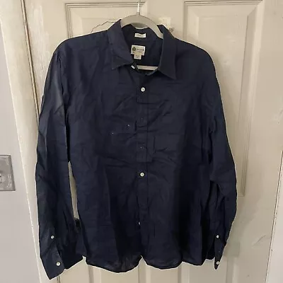 J Crew Tailored Fit Navy Button Long Sleeve Shirt Medium Men  • $10
