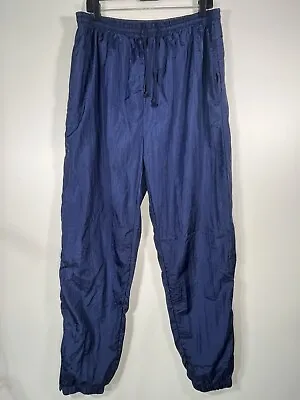 Vintage MacGregor Mens Sz XL Blue Nylon Track Running Pants Ankle Zip Lined EUC • $19.99