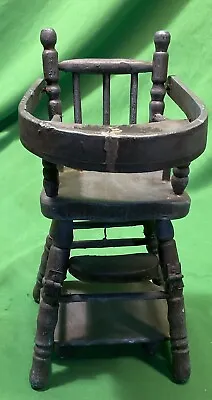 VTG Wooden Doll High Chair 10” Tall  With Tray Great For Displaygray Color. • $27