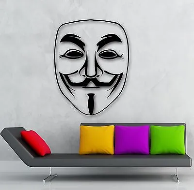 $29.99 • Buy Wall Vinyl Decal Mask Guy Fawkes Mask V For Vendetta Ig1507
