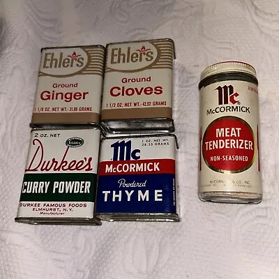 LOT OF 5 VINTAGE SPICE TINS & JARS MCCORMICK  Ehlers & Durkees • $22