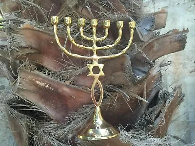 Jerusalem Menorah With Star Of David - Messianic Menora Israel - Made Of Brass • $45