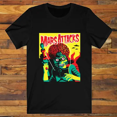 MARS ATTACKS RETRO POSTER Logo Men's Black T-Shirt S-3XL • $15.20