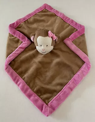 Tiddliwinks Brown Pink Bow Monkey Security Blanket Lovey J4 • $9.75