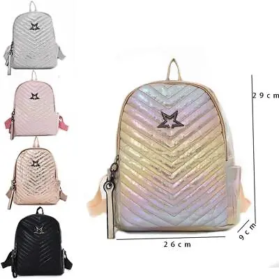 £9.95 • Buy New Womens Stylish Star Print Rucksack Girls Shiny School Bag Boys Backpack