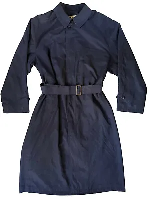 LL BEAN Vintage Men's Navy Blue Belted Trench Rain Coat Jacket Sz Regular Medium • $268.09