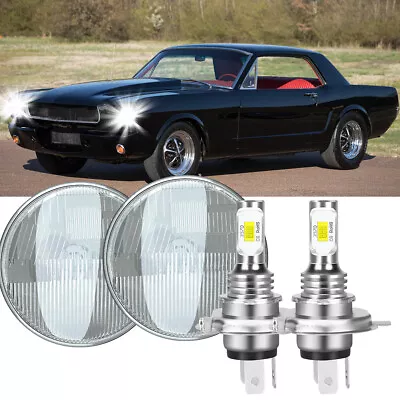 For Ford Mustang 1965-1978 7  INCH Round LED Headlights Hi/Lo Sealed Beam Pair • $62.29