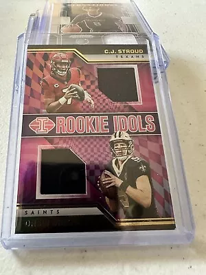 2023 Illusions CJ C.J. Stroud & Drew Brees Rookie Idols Dual Patch Jersey Pink • $15