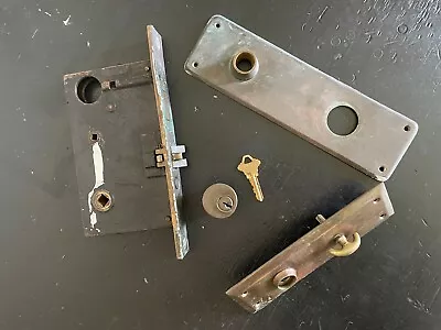 Vintage Mortise Door Lock With Back Plates • $79.50