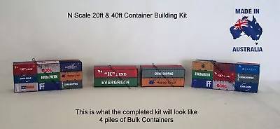 Shipping Containers 20 Ft & 40 Ft Bulk Model Railway Building Kit N Scale N2040 • $15.95