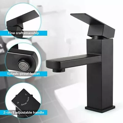 £10.99 • Buy Modern Basin Mixer Sink Tap Brass Single Lever Bathroom Matte Mono Faucet Black