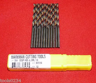 1/8  Jobber Drill Bit Bits LOT OF 12 Black & Gold Morse Marxman MX1080594 USA • $19.99