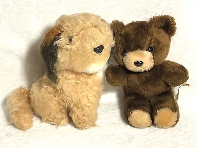 Pair Adorable Plush Animals Benji Dog Mulberry Sq & Bashful Teddy Bear R Berrie! • $17.95