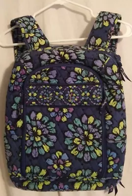 Vera Bradley Indigo Pop Floral Campus Backpack Book Bag Laptop Case Blue Purple • $44.99