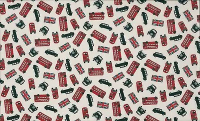 Fat Quarter London Bus And Taxi Toss England Cotton Quilting Sewing Fabric  • £3.52