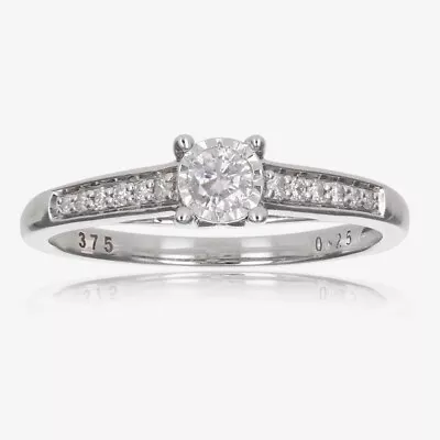 Warren James 9 Carat White Gold 0.25 Carat Diamond Ring Size J.5 / K 2.0g • £135