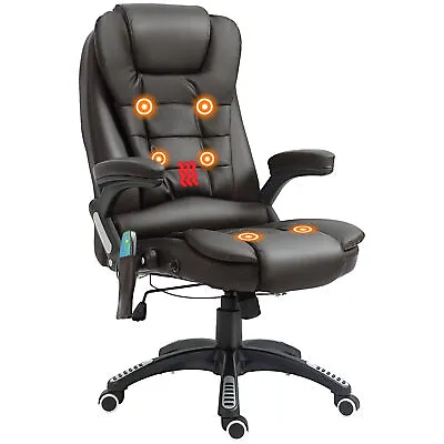 HOMCOM Heated Vibrating Massage Office Chair With Reclining Function Brown • £109.99