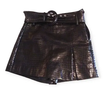 $32.99 • Buy Zara Womens Vegan Leather Mini Skort Small Black Shorts Skirt NEW