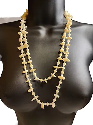 Vintage Genuine Real White Seashell & Faux Pearl Necklace Boho • $12