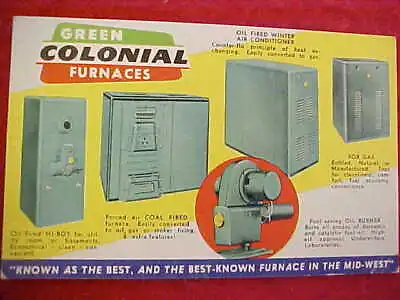 Green Colonial Furnaces Post Card Junction Heat & Sheet Metal Milton Jct Wis • $7.99