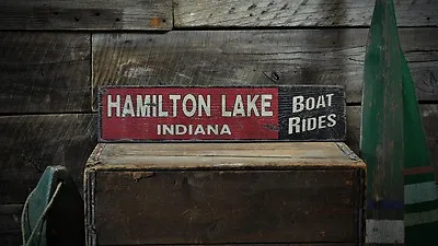 Custom Lake House Boat Rides Sign - Rustic Hand Made Vintage Wooden • $54