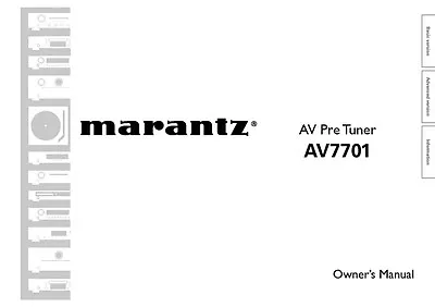 Marantz AV7701 Tuner Owners Instruction Manual • $21.99