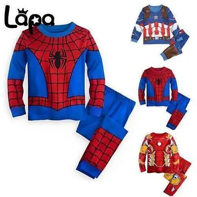 Baby Boys Super Hero Lounge Nightwear Set Kids Casual Sleepwear Pyjamas Outfits • £1.99