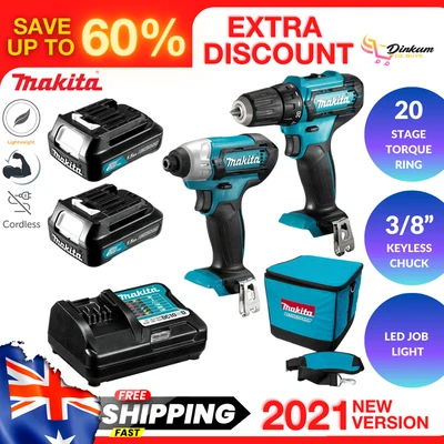 $262.48 • Buy Makita Cordless Drill Driver Combo Kit With Batteries Charger Li-Ion Work Tools