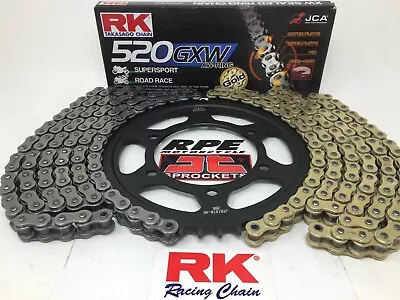 $152.95 • Buy Yamaha R6 2006-2020 RK GXW520 XW-Ring Racing Chain And Sprockets Kit Gold - Silv
